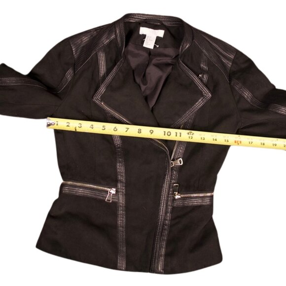 H&M Faux Suede Moto Jacket with Faux Leather Trim - Size 2 (EUR 32) - Picture 11 of 13